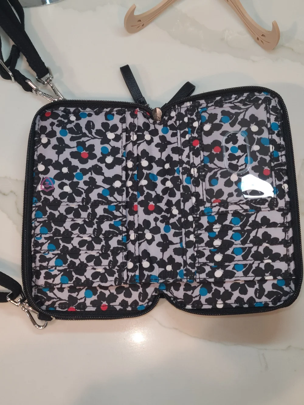 Vera Bradley Quilted Patchwork Crossbody in Black, Blue & Pink - Picture 11 of 14